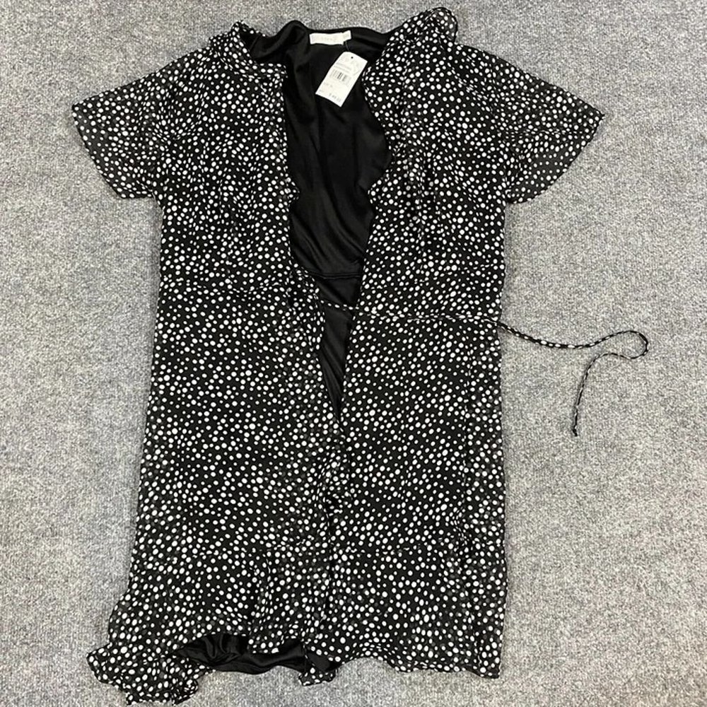 Lush Colie Womens Dress XL Black Polka Dot True Wrap NEW